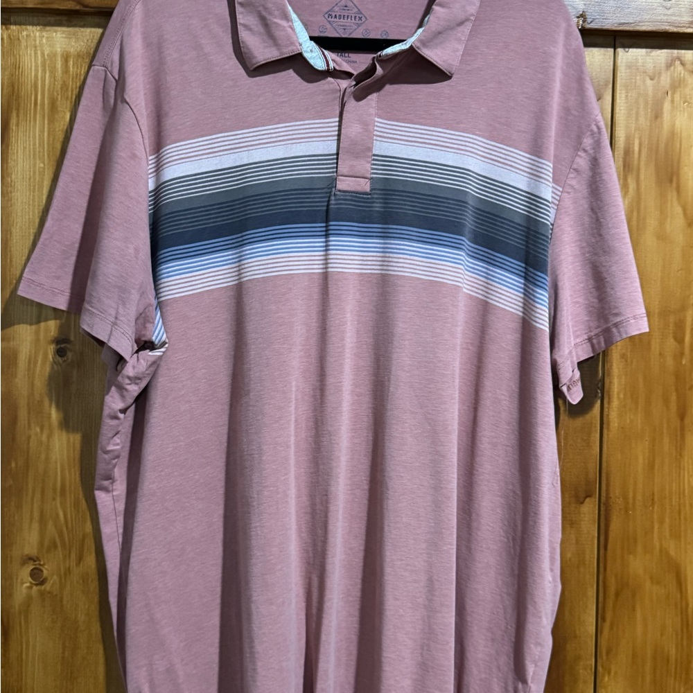 Men's Pink Striped Polo Shirt